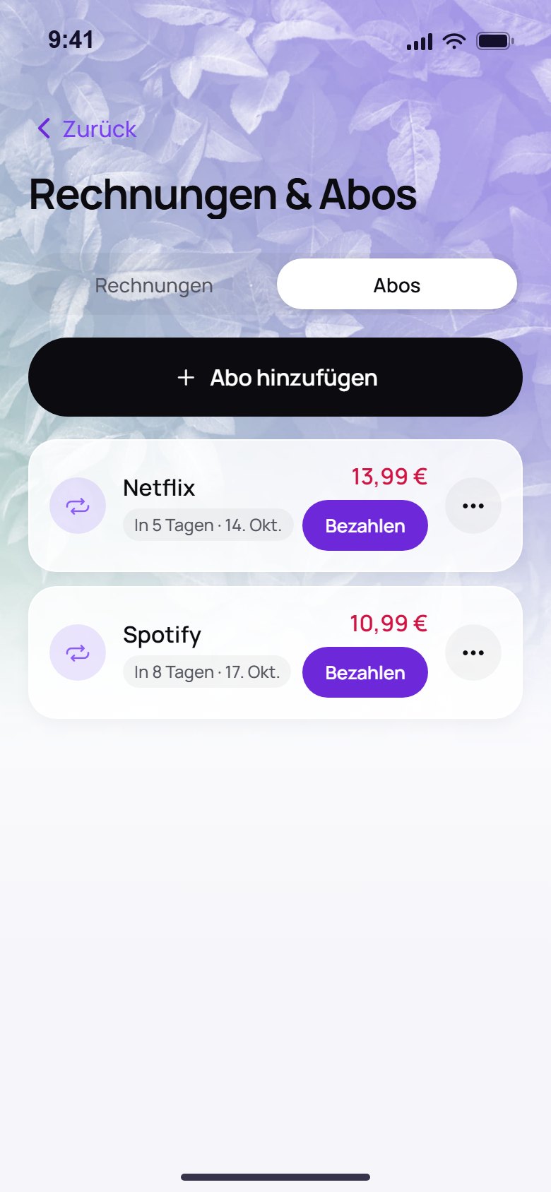 Jede Rechnung und jedes Abo, mit Fälligkeit