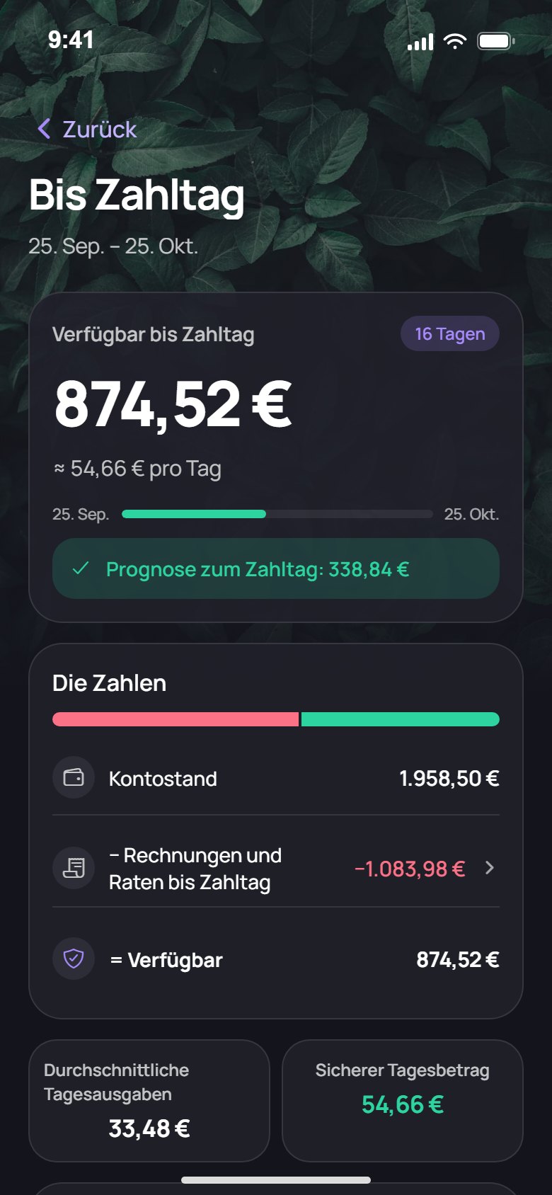 Wisse, was bis zum Zahltag übrig bleibt