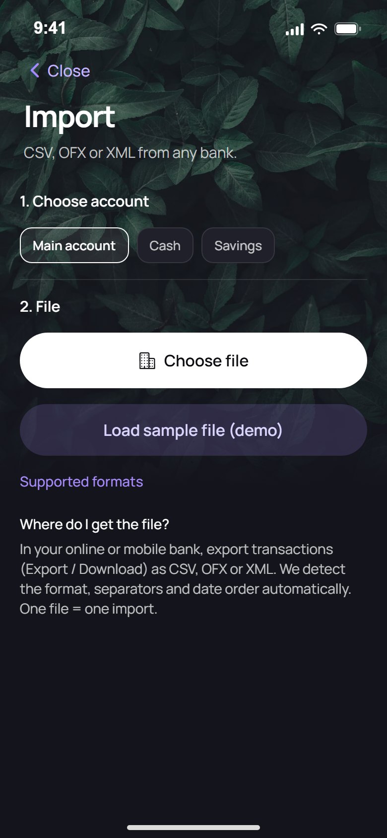 Import your statement, skip the bank login