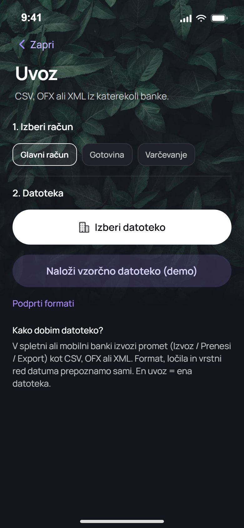 Uvozi izpisek, prijava v banko ni potrebna